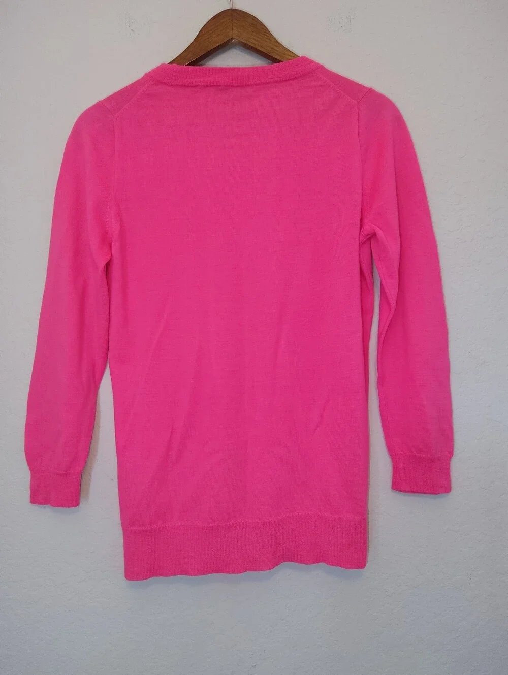 J. Crew Merino Wool Sweater Womens Sz Medium Hot Pink Barbiecore Preppy Luxury